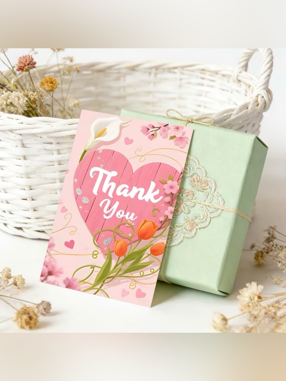 Thank You Cards- Pink Florals 50 cards NIP